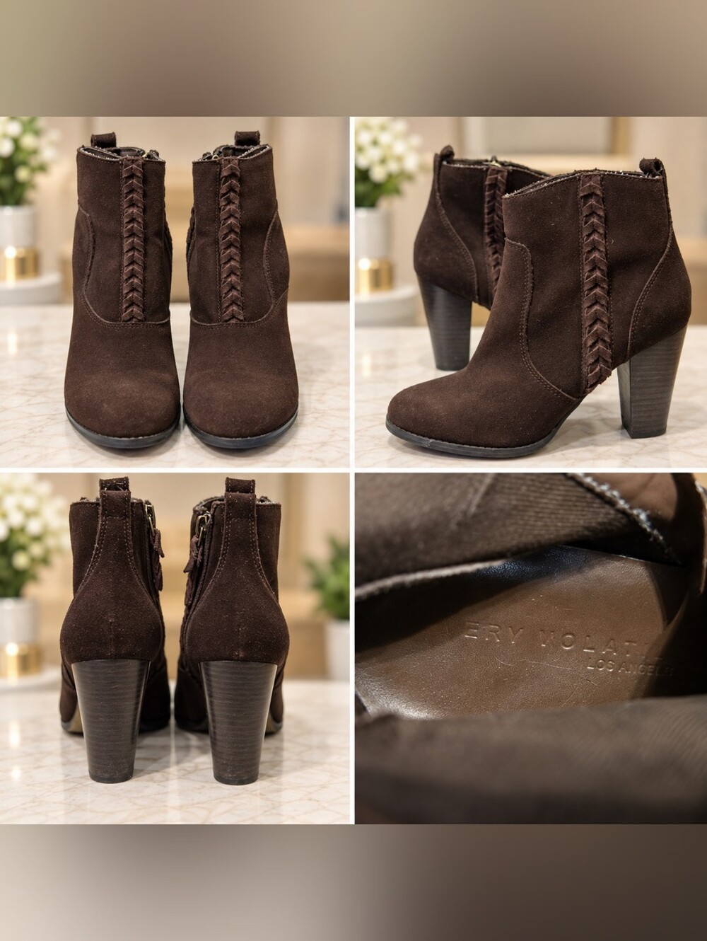 Perry Nolan Los Angeles Brown Suede Ankle Boots – Size 8